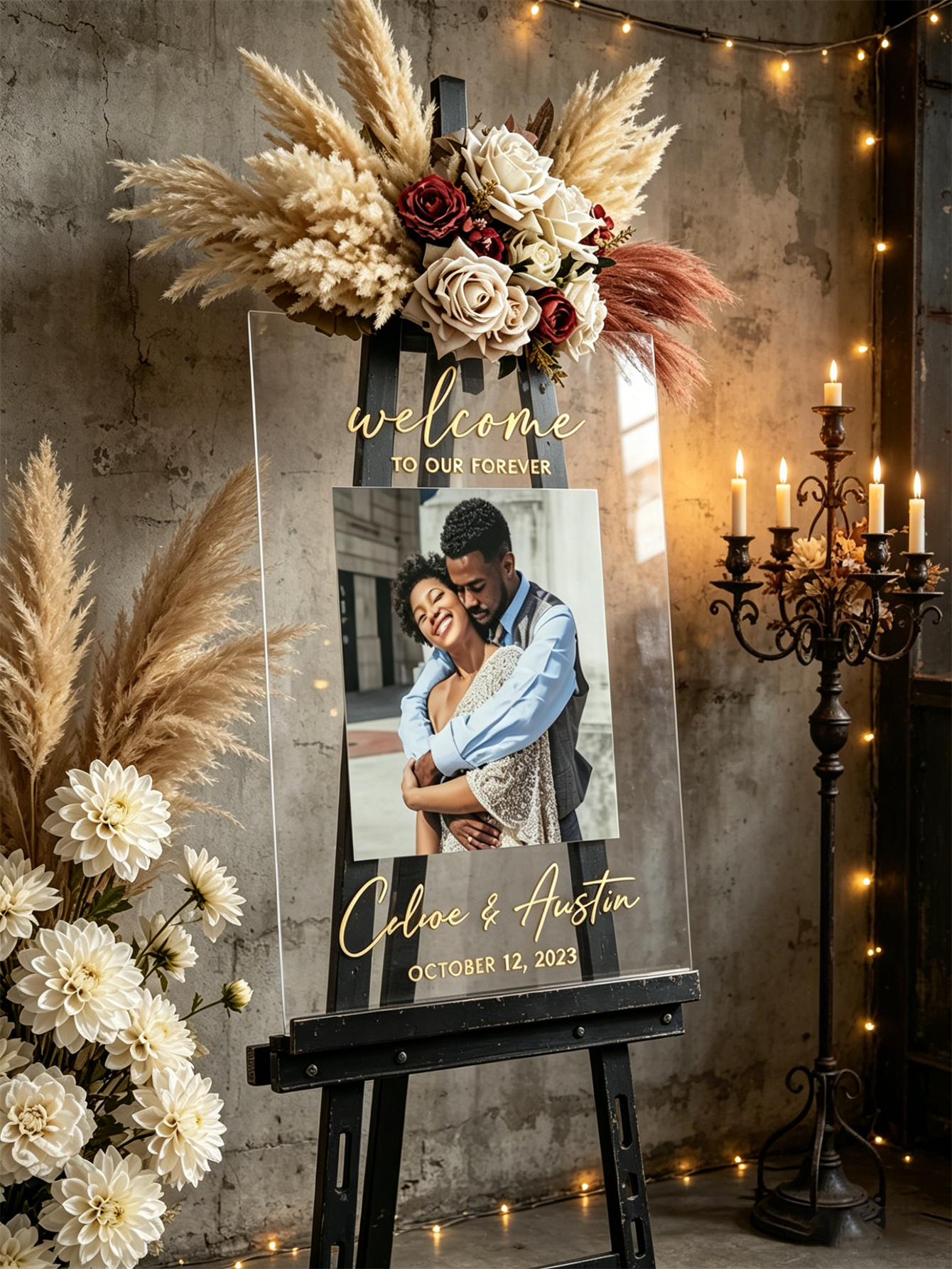 Modern Photo Acrylic Wedding Welcome Sign